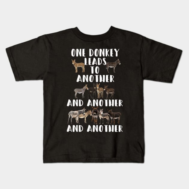 one donkey leads to another and another Kids T-Shirt by Xonmau